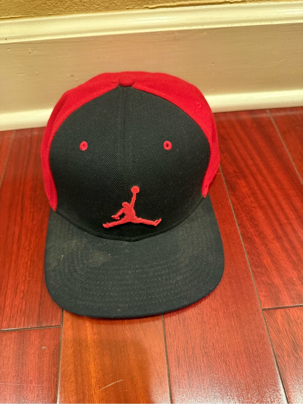 Jordan Black and Red Jumpman Flat Brim Hat